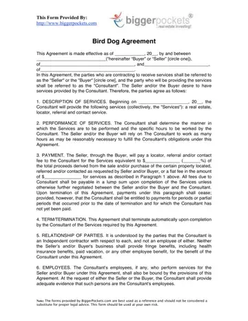 Bird Dog Agreement Form Preview