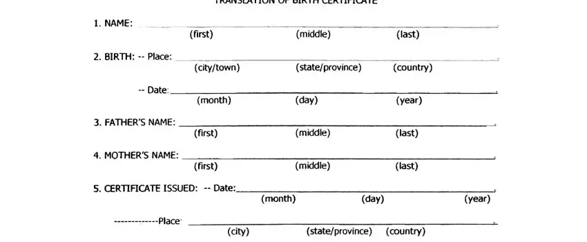 portion of empty fields in birth certificate online download
