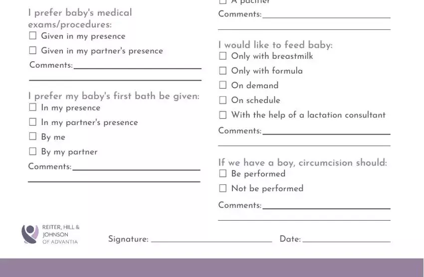 Entering details in birthplan part 5