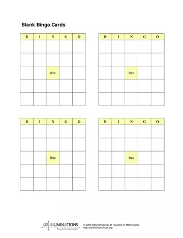 Blank Bingo Cards Preview