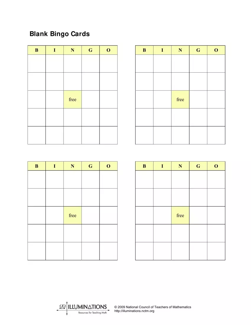 Blank Bingo Cards first page preview