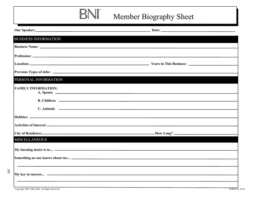 Blank Bio Sheet first page preview