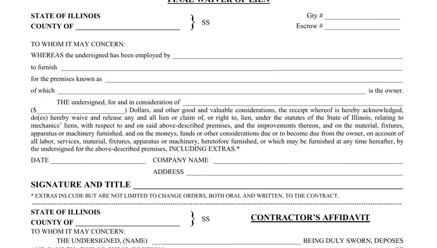 portion of spaces in construction lien releases for rockford il