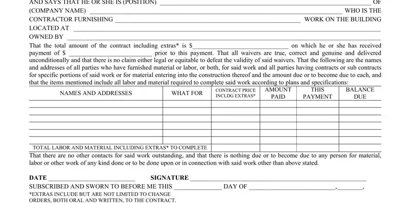 step 2 to filling out construction lien releases for rockford il