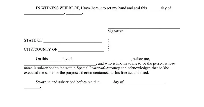 military poa template IN WITNESS WHEREOF I have hereunto, Signature, STATE OF, CITYCOUNTY OF, On this  day of   before me, and who is known to me to be the, Sworn to and subscribed before me, and Notary blanks to fill