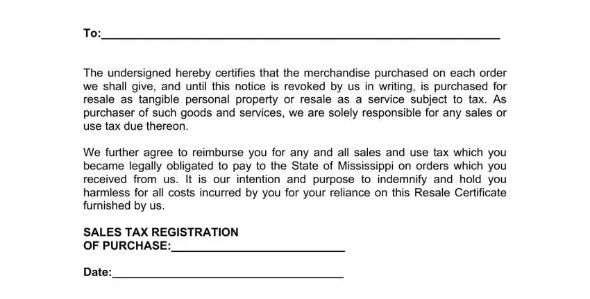 filling in state of mississippi resale certificate form part 1