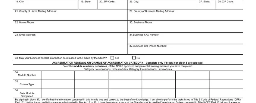 City, State, ZIP Code, City, State, ZIP Code, County of Home Mailing Address, County of Business Mailing Address, Home Phone, Email Address, Business Phone, Business FAX Number, Business Cell Phone Number, May your business contact, and Yes in form 1 program form