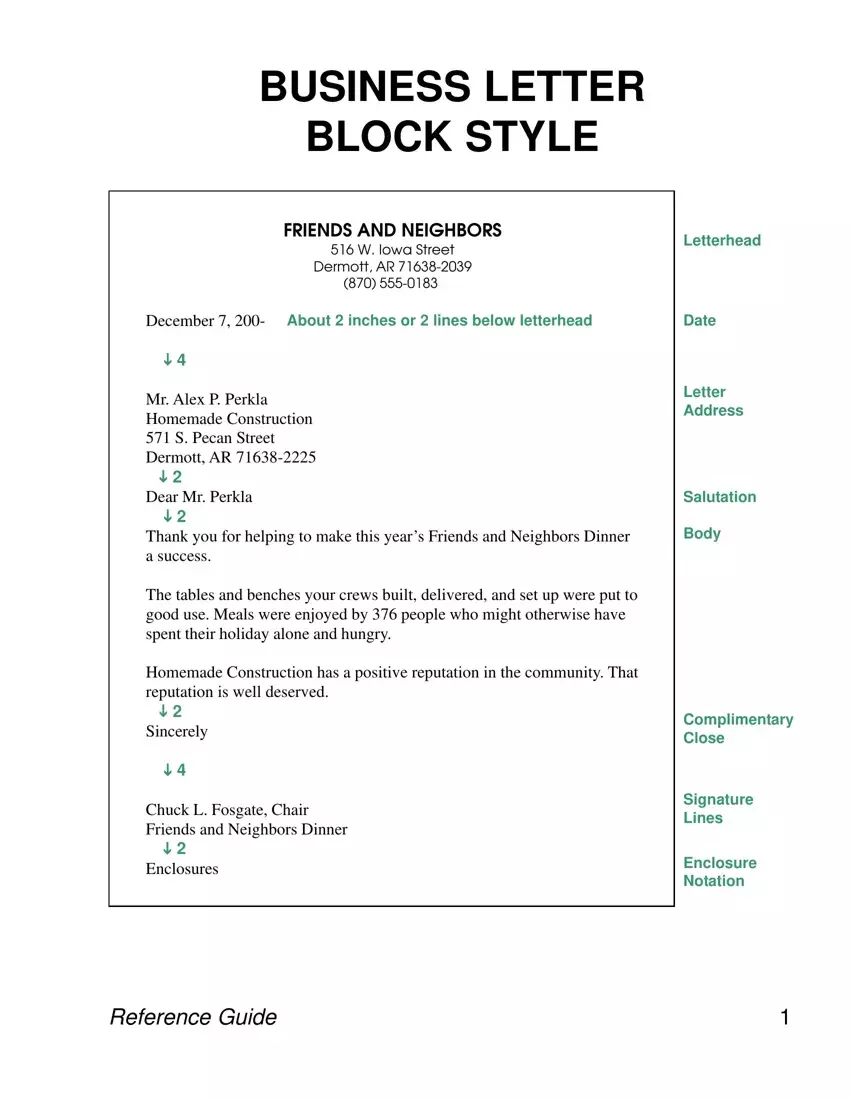 Block Style Letter first page preview