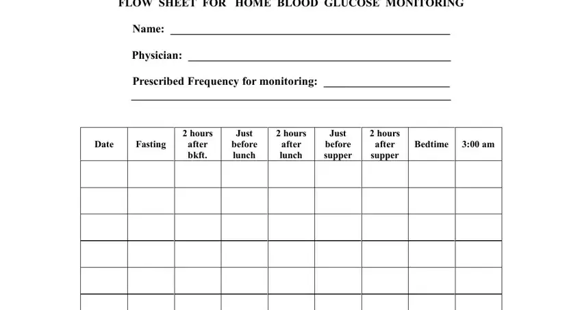 completing glucose monitoring log sheet stage 1