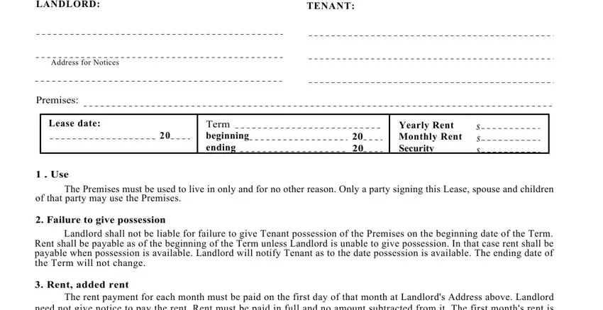example of fields in lease form