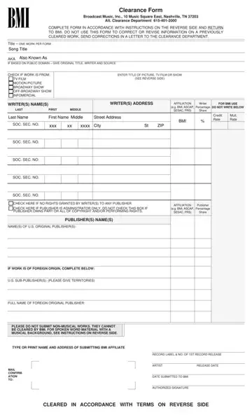 Bmi Clearance Form Preview