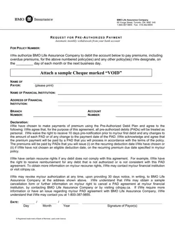 BMO Authorization Form Preview