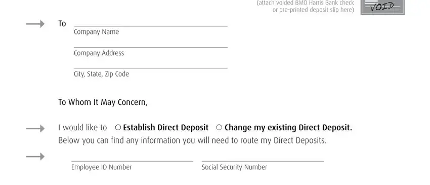 part 1 to completing bmo direct deposit form