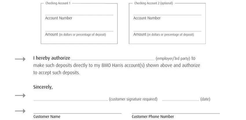 Entering details in bmo direct deposit form stage 2