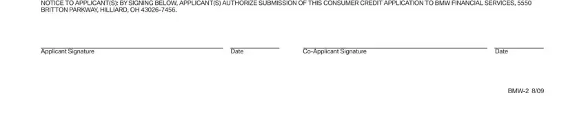 Filling in bmw finance application step 5