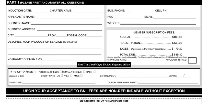 how to apply for bni spaces to fill out