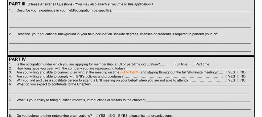 Filling out how to apply for bni part 3