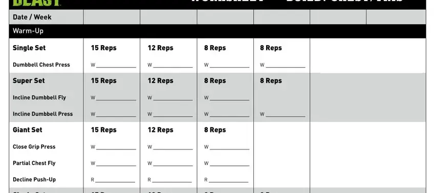 BodyBeast Build - Back and Biceps Workout Sheet, PDF