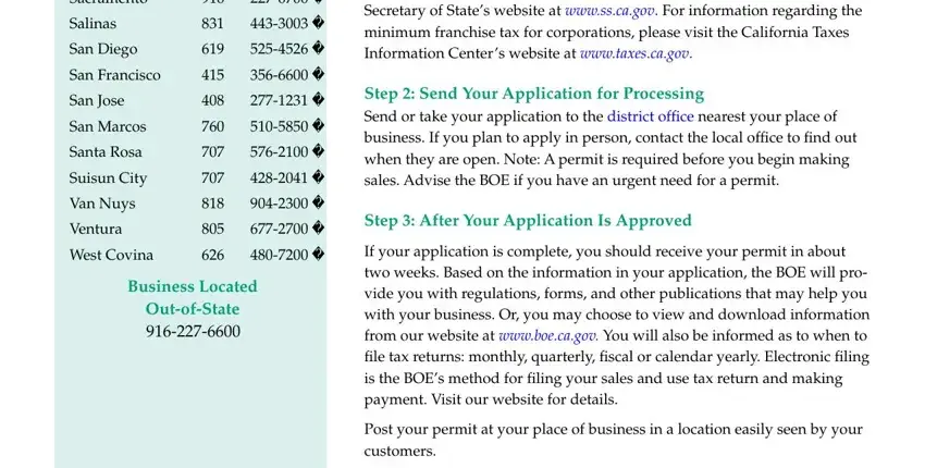 Filling out california sellers' permit application pdf step 2