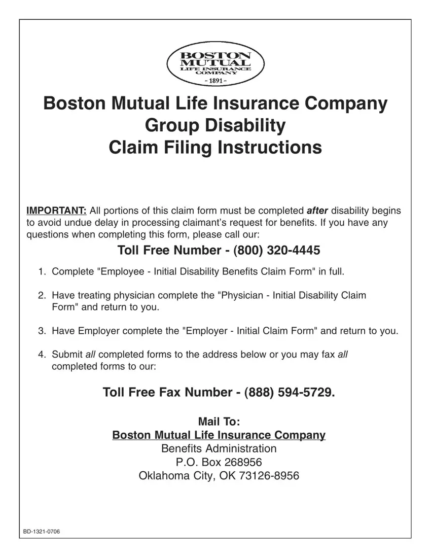 Boston Mutual Claim Bd 1321 0706 Form first page preview