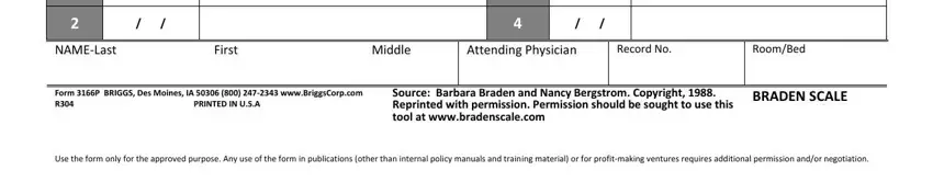 Filling in braden scale score chart part 3