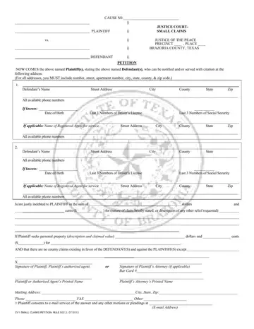 Brazoria County Courthouse Address Form Preview