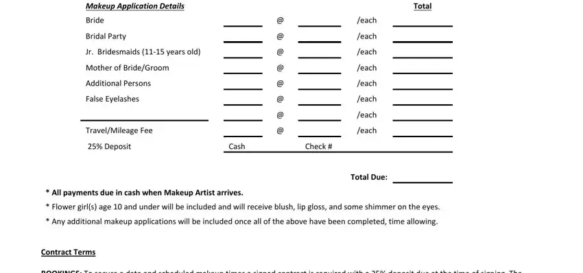 Filling out bridal makeup pris stage 3