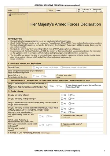 British Army Application Form Preview