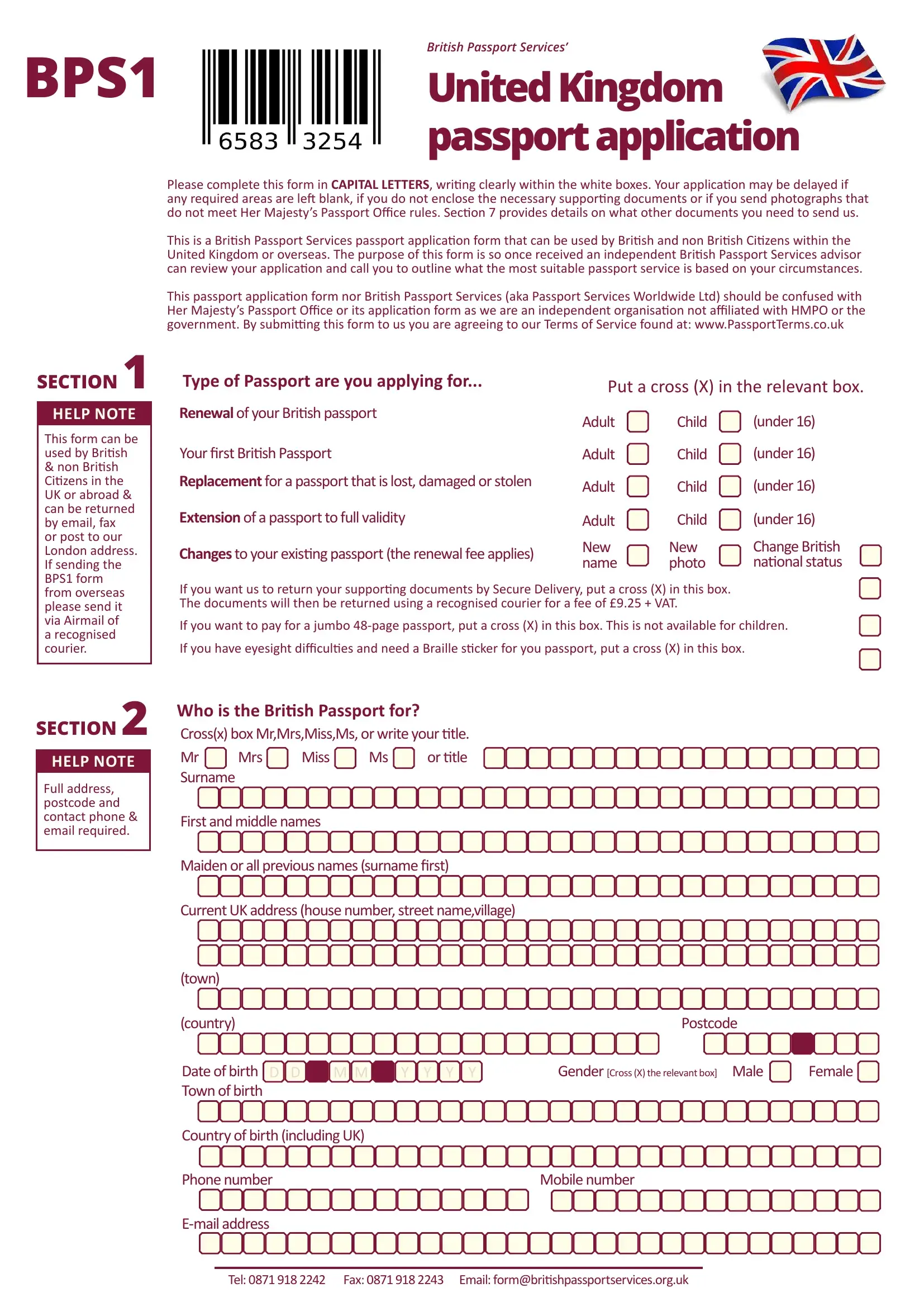 British Passport Application PDF Form FormsPal