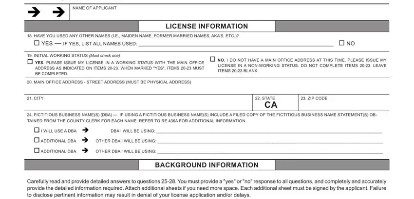 Entering details in california broker application step 3