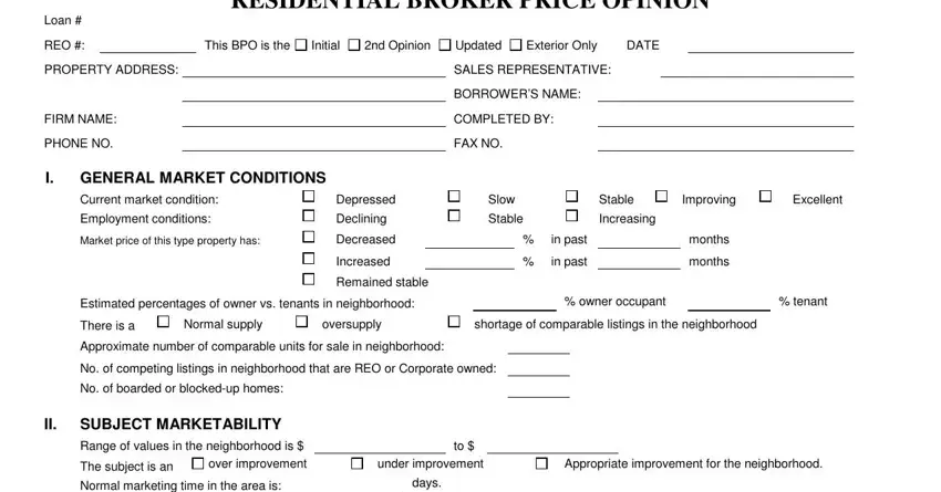 portion of blanks in broker price opinion forms