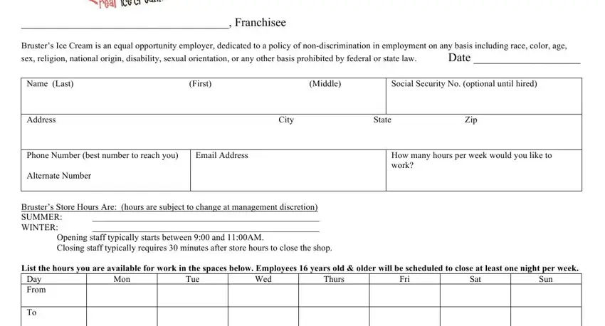 brusters job application gaps to fill in