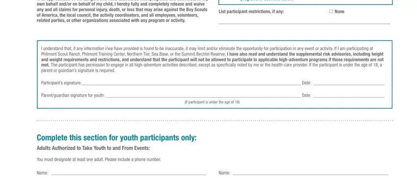 Completing bsa physical form step 2