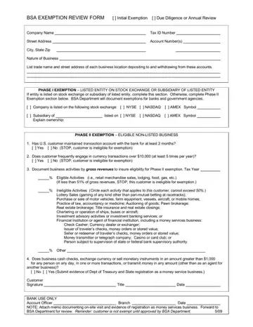 Bsa Exemption Review Form Preview