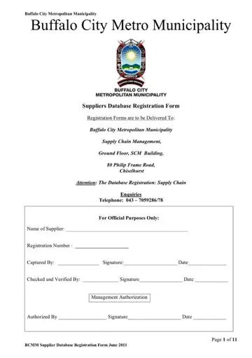 Buffalo City Municipality Database Form Preview