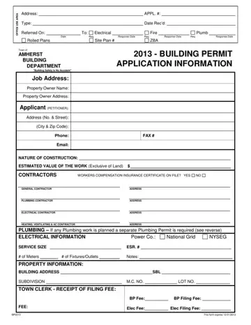Building Permit Application Information Form Preview