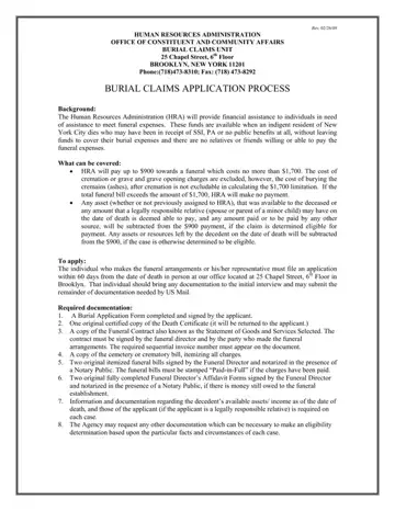 Burial Claims Process Application Form Preview