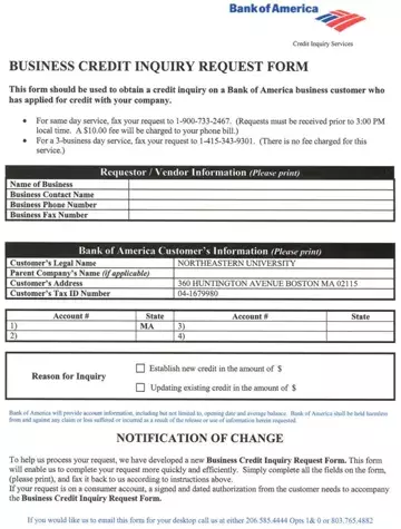 Business Credit Inquiry Request Form Preview