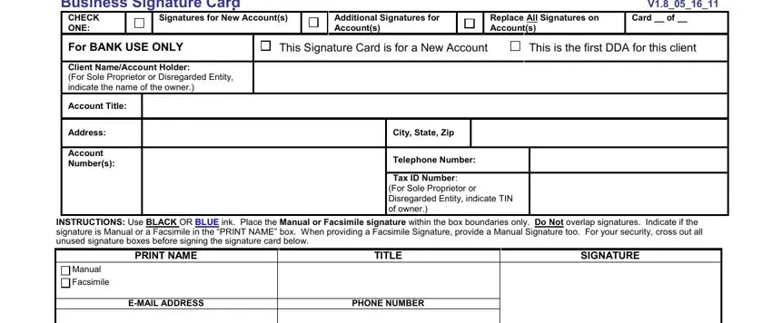 Business Form Signature Card ≡ Fill Out Printable PDF Forms Online