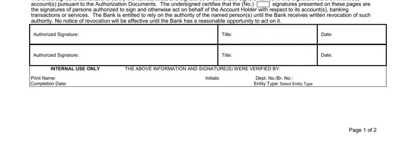 Filling in business signature card part 3