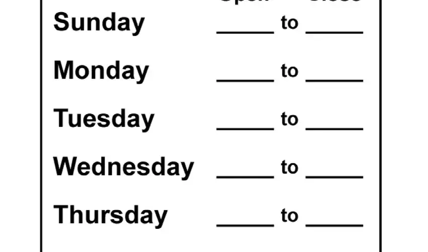 stage 1 to filling out hours of operation template excel