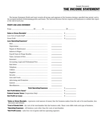 Business Income Statement Template Pdf Form Preview