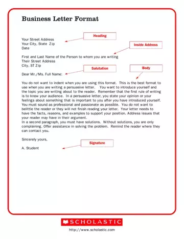 Business Letter Format Form Preview