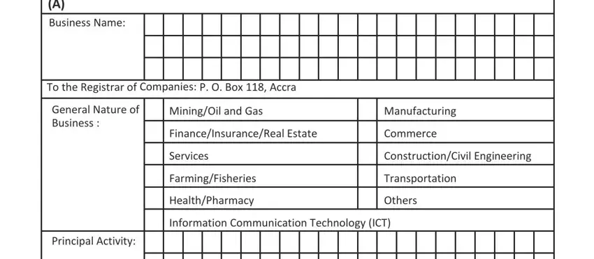 online business registration form empty fields to complete