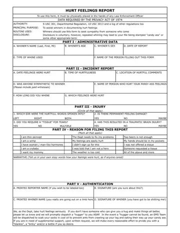 Hurt Feelings Report Form Preview