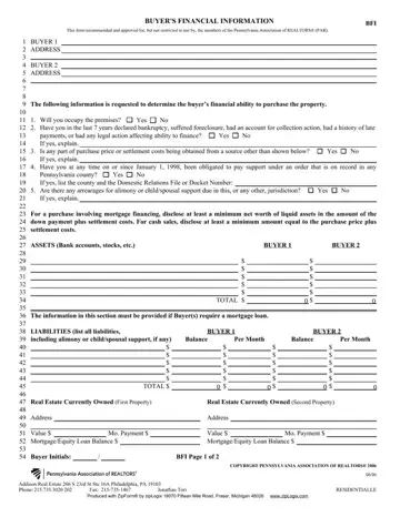 Buyer Financial Information Form Preview