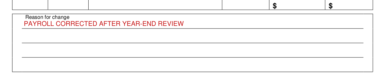 Form BWC-7578 example filled out, reason for change