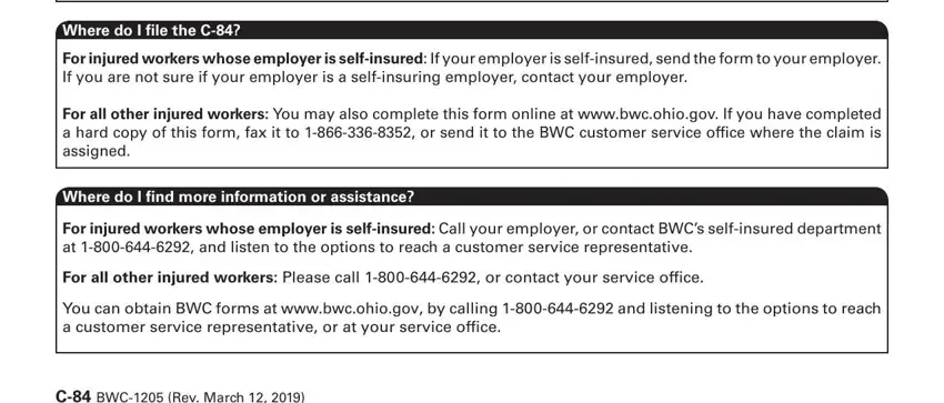 step 2 to filling out bwc forms c84