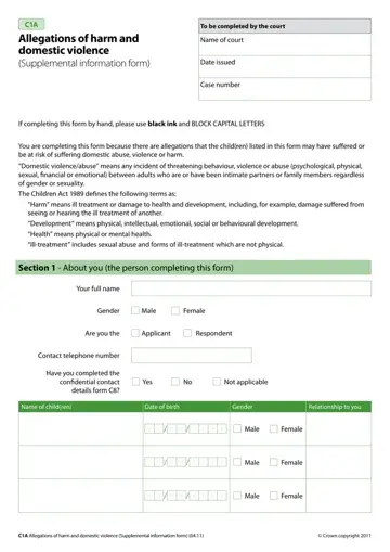 C1A Application Form Preview