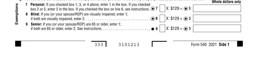 Filling in 540 california tax form part 3